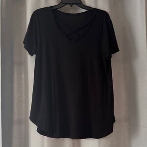 Black V-Neck/Crisscross Women's Top
